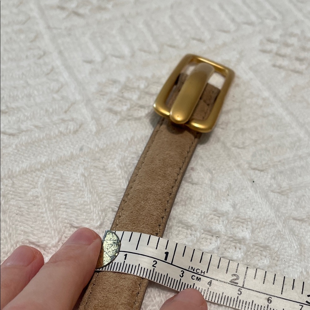 Genuine leather Tan and matte Gold buckle  Women's Belt suede - Picture 12 of 16